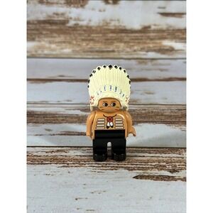 Vintage Lego Duplo Indian Chief Figure Feather Head Dress 1998 Native American